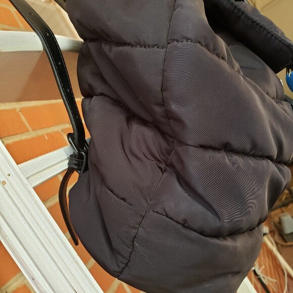 EUC Sam Edelman Backpack Puffer Branwen Flap School Black/Blue SPIKES (OS) - Picture 4 of 15